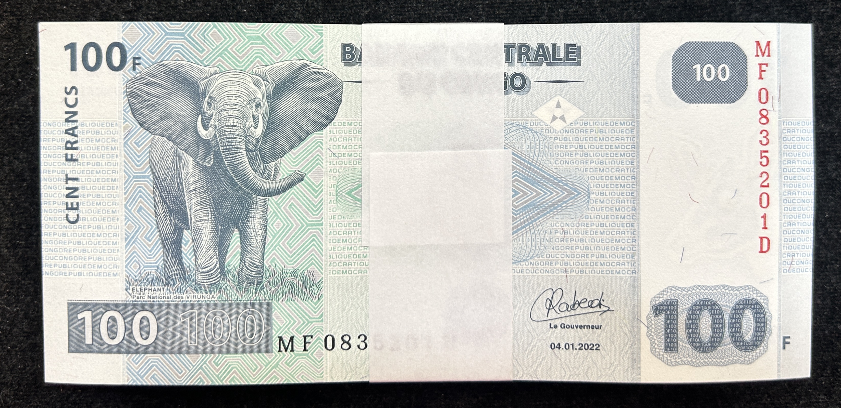 Congo 100 Francs Rare Gem π UNC Serial Packet
