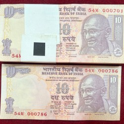 000701-000800 RARE SERIAL PACKET 10 RUPEES GOVERNOR D.SUBBARAO RARE WITH FANCY NUMBER 000786