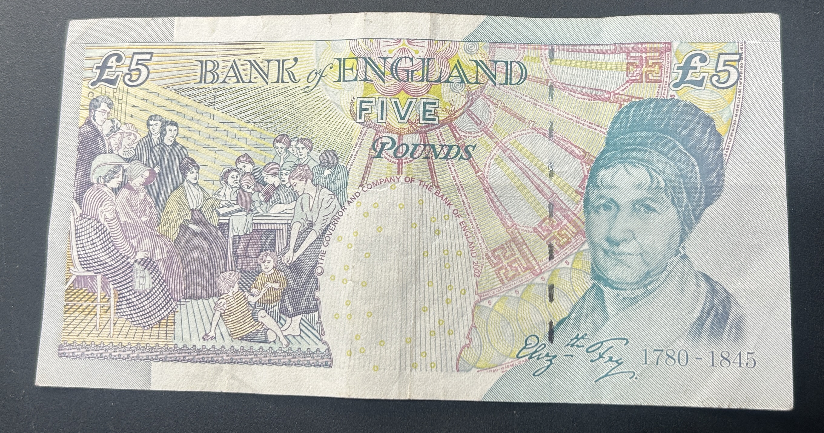 United Kingdom › England 5 Pounds - Elizabeth II Elizabeth Fry Rare Note #B2