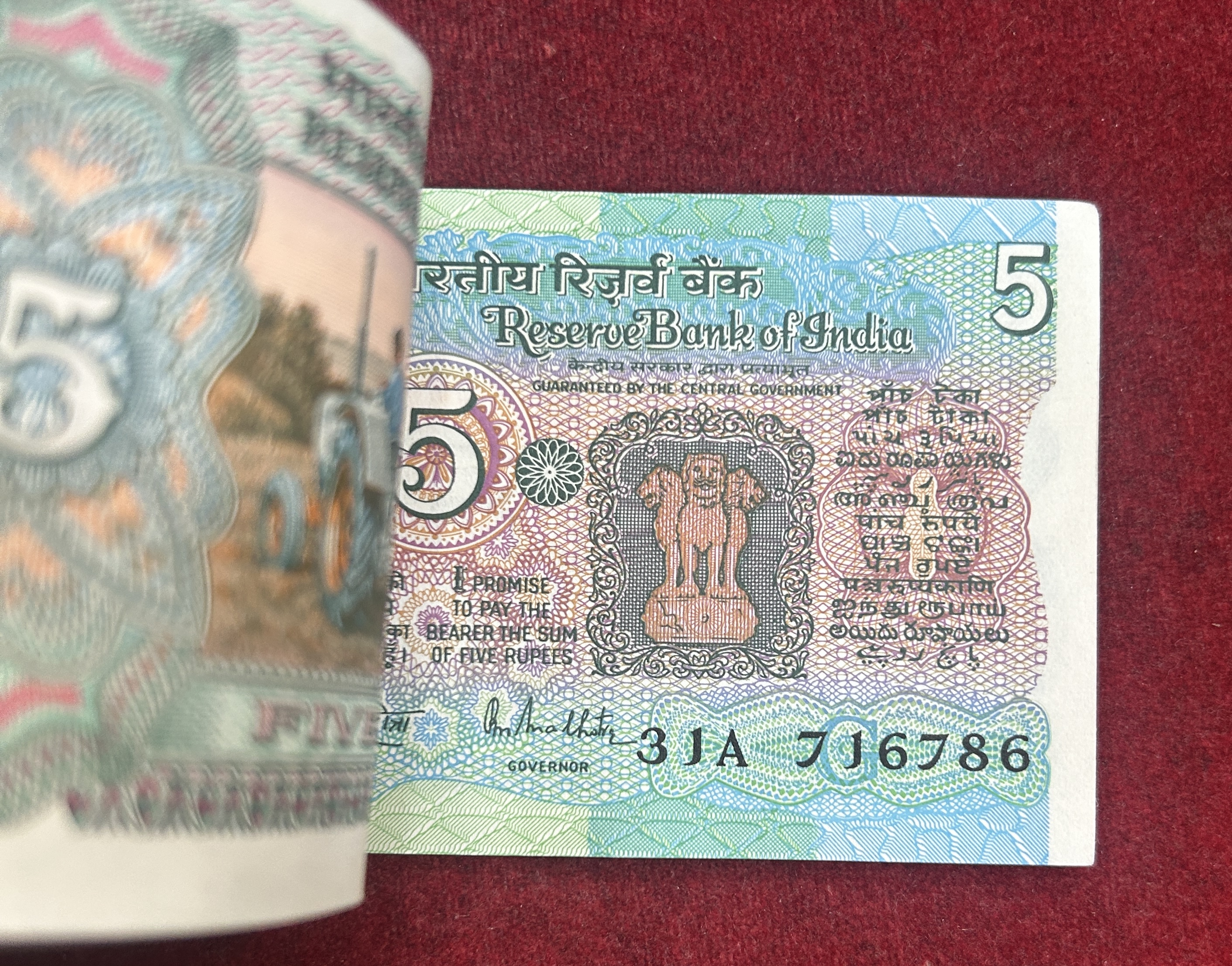 5 Rupees Tractor Governor R.N.Malhotra Rare Serial Packet With Fancy Number Ending 786