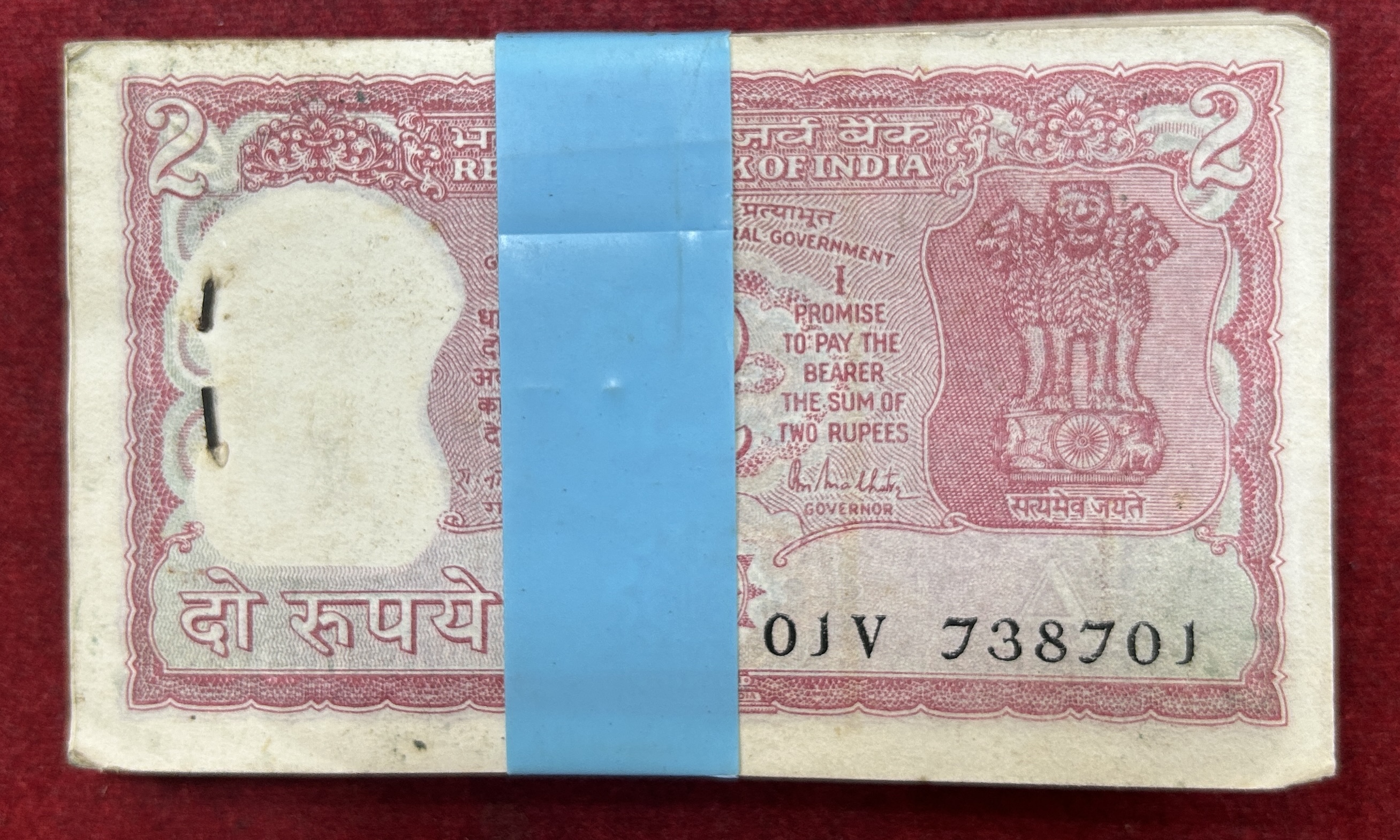 2 Rupees Tiger Issue Governor R.N Malhotra Rare Serial Packet With (Fancy Number 738738 + Ending 786)