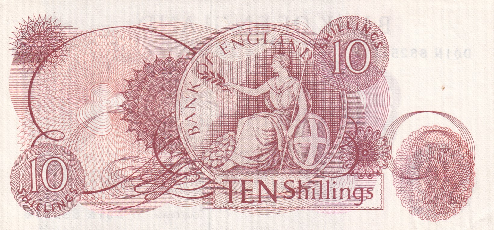 United Kingdom › England 10 Shillings - Elizabeth II Rare note ( A.U Condition) #B2