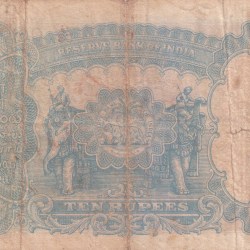 Alternative view of BRITISH-INDIA 10 RUPEES GEORGE VI GOVERNOR J.B.TAYLOR RARE NOTE