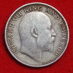 Alternative view of HALF RUPEE SILVER COIN KING GEORGE VII 1907 BOMBAY MINT