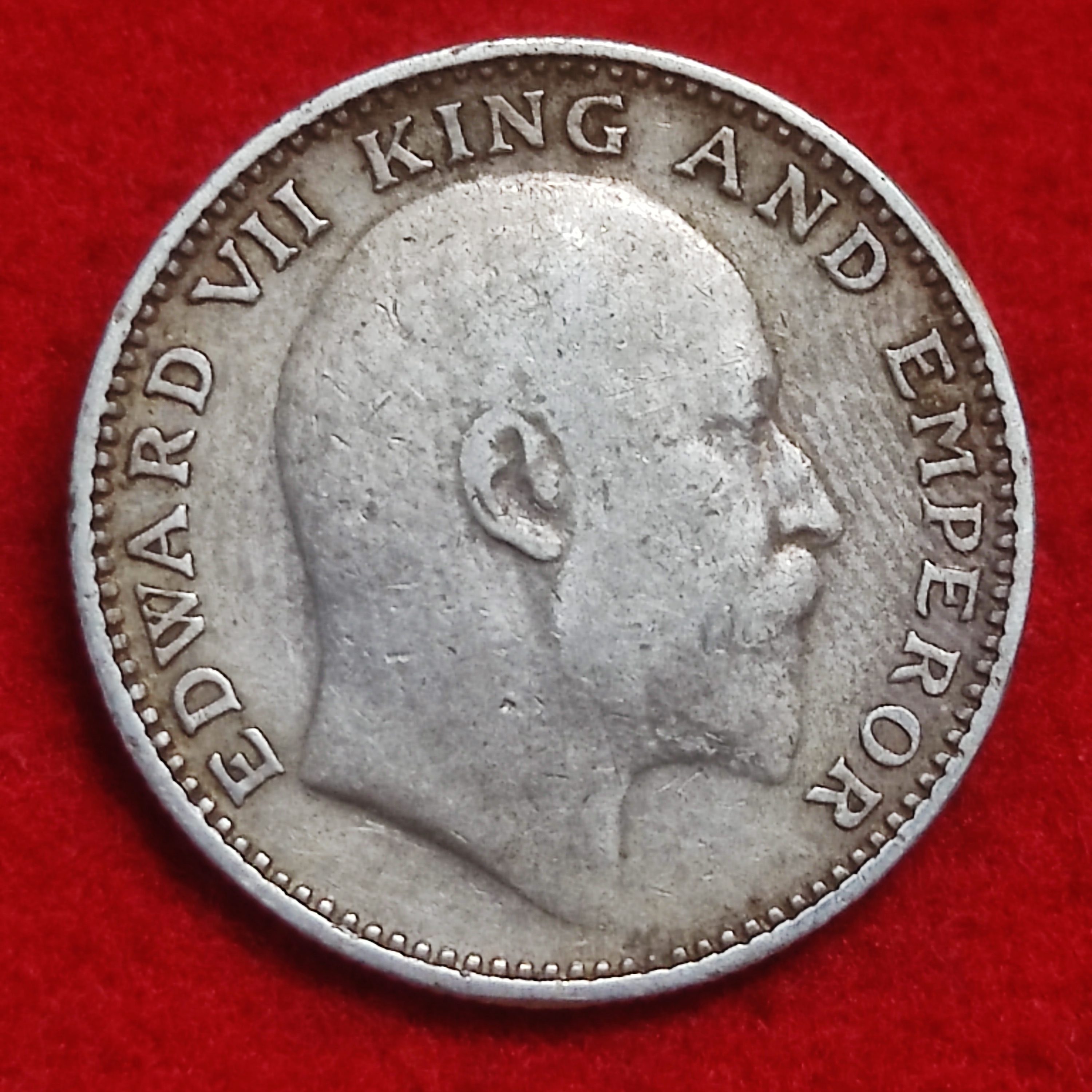 HALF RUPEE SILVER COIN KING GEORGE VII 1907 BOMBAY MINT - Image 2