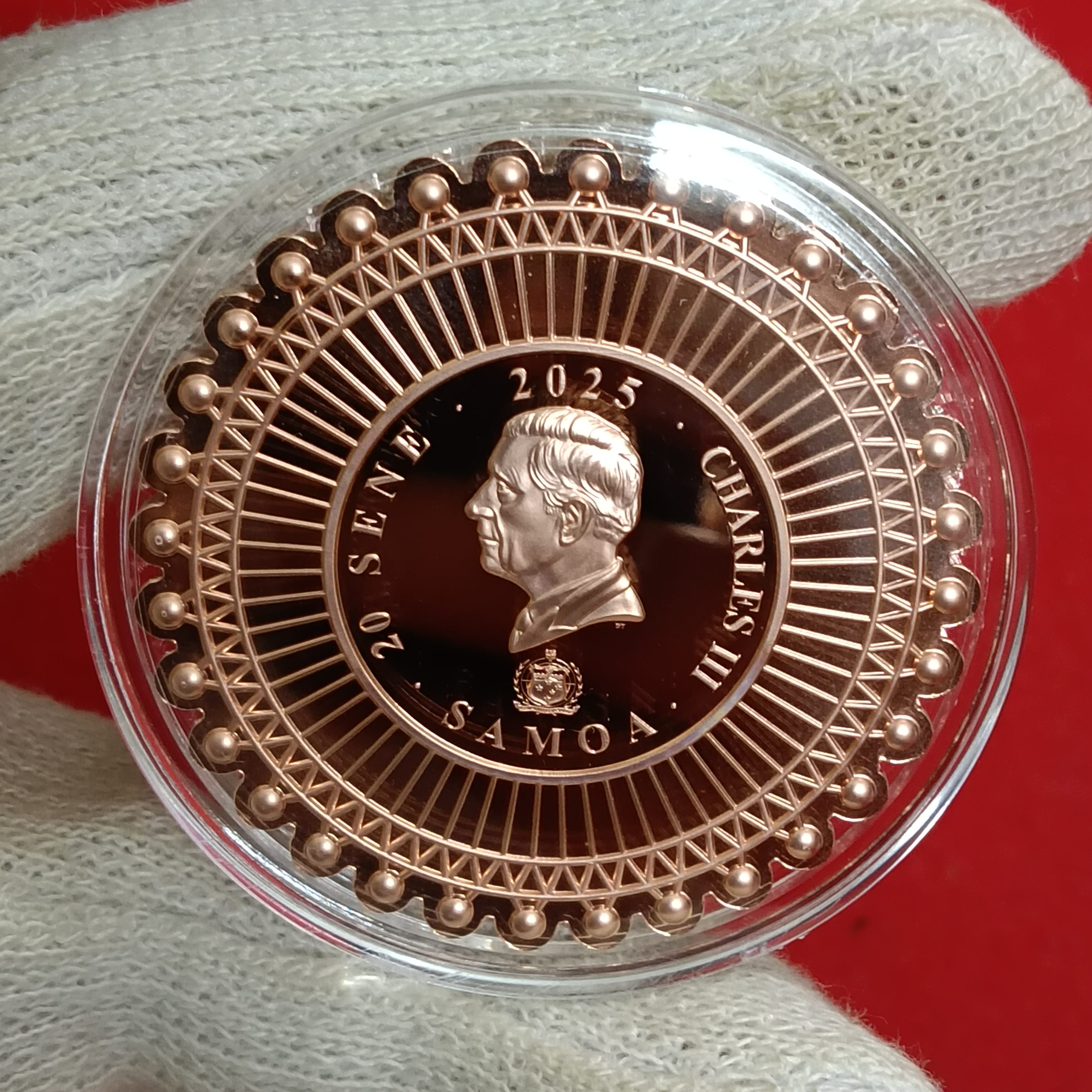 Extremely Rare Coin 20 SENE CHARLES III 2025 Year SAMOA LONDON Copper Proof Coin - Image 5
