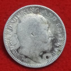 Alternative view of HALF RUPEE SILVER COIN KING EDWARD VII 1908 CALCUTTA MINT
