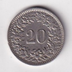 Alternative view of Switzerland 20 Rappen (Libertas) 1920 Rare Coin #K-177