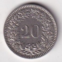 Alternative view of Switzerland 20 Rappen (Libertas) 1891 Rare Coin #K-178