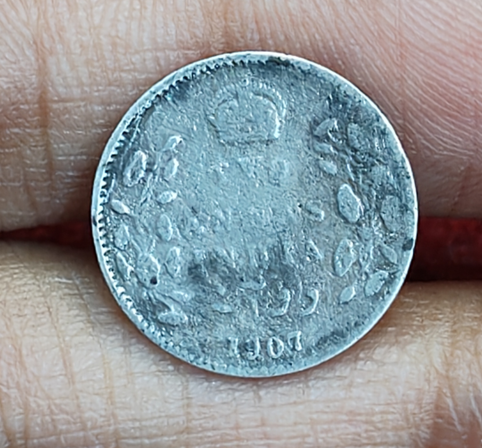 British-India Two Annas 1907 (Edward) Rare Silver Coin#K-205