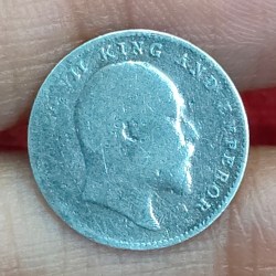 Alternative view of British-India Two Annas 1907 (Edward) Rare Silver Coin#K-205
