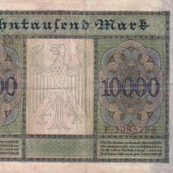 Alternative view of Germany 10 000 Mark Reichsbanknote Note with Fancy Number Ending 786 #B2