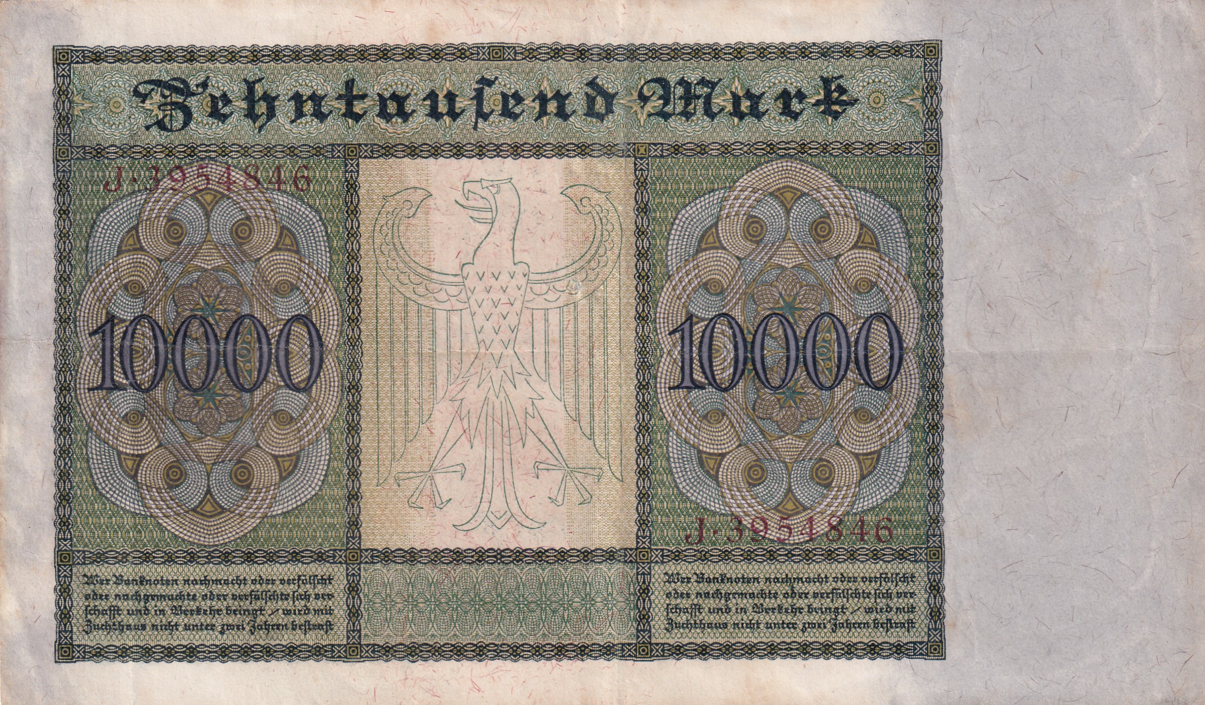 Germany 10 000 Mark 1922 Reichsbanknote Rare Note #B2