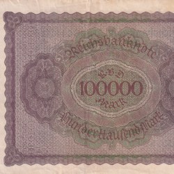 Alternative view of Germany 100 000 Mark 1923 Reichsbanknote Rare Note #B2