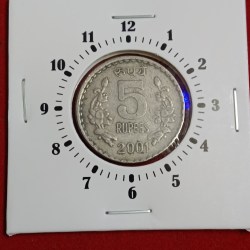 Five Rs Copper Nickel 3 "o Clock Error Coin 2001 Year Calcutta Mint RBI Mistake Coin