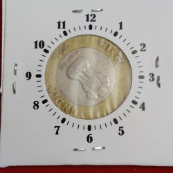 Alternative view of Ten Rs Rare 5 " o Clock Error Coin Year 2011 Noida Mint RBI Mistake Coin