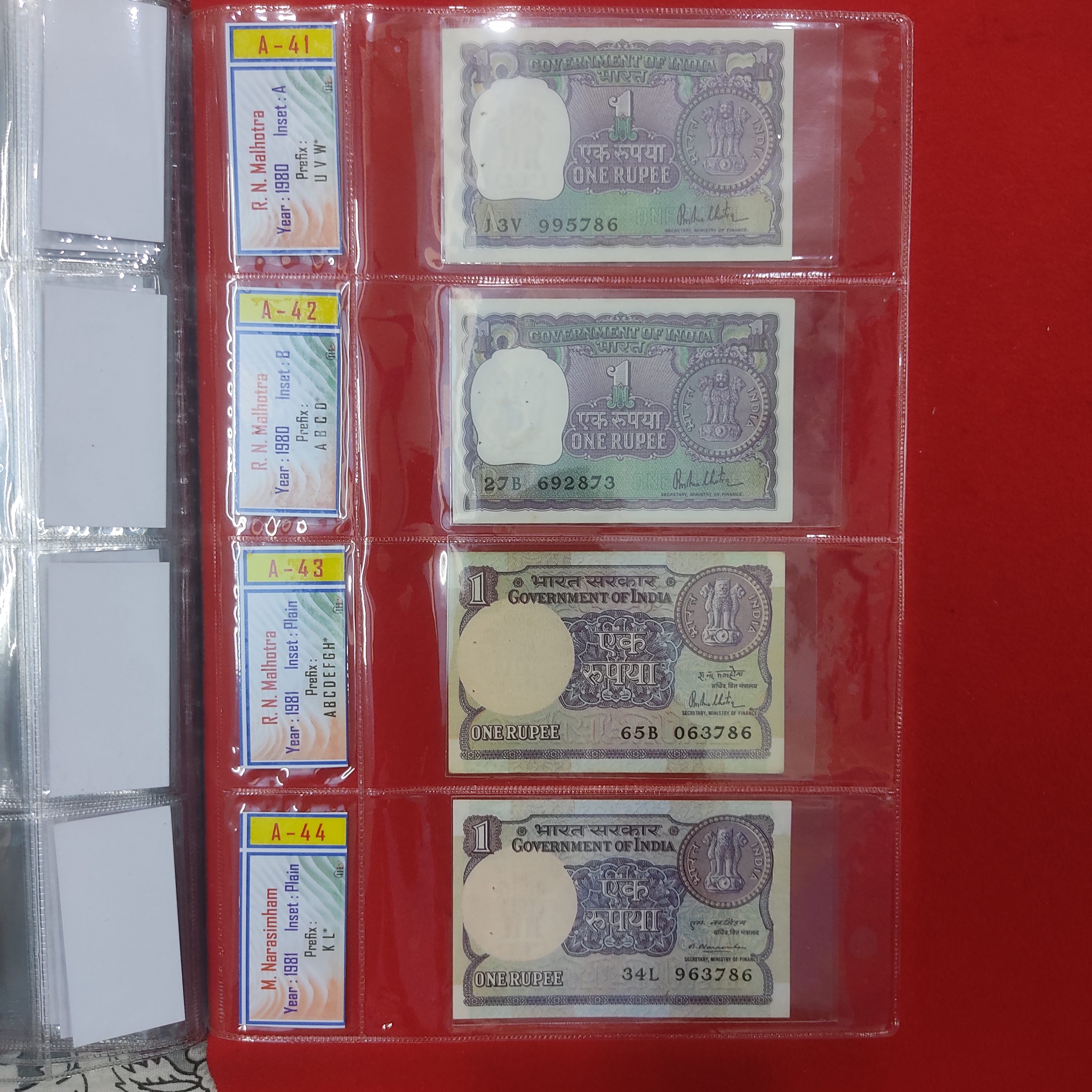 ONE RUPEE SIGNATURE SET A-1 TO A-65 MISSING A-14 RARE ITEM (TOTAL ENDING 786 NOTES 24 PC) - Image 13