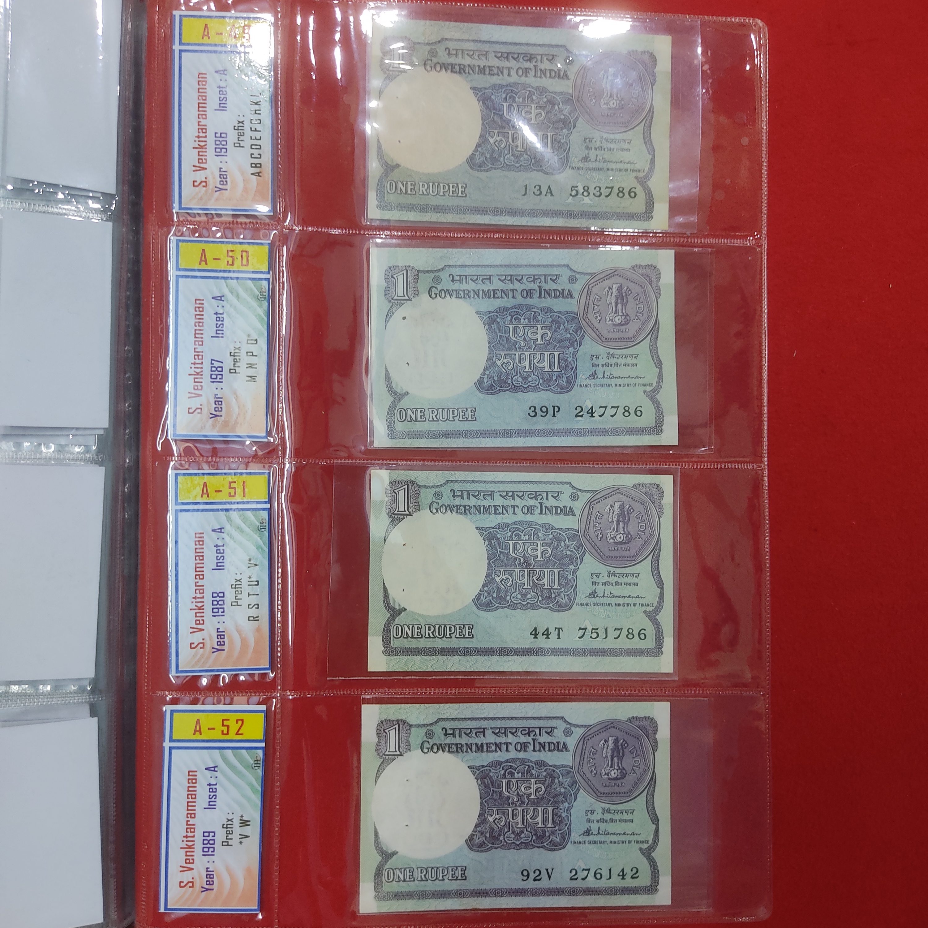 ONE RUPEE SIGNATURE SET A-1 TO A-65 MISSING A-14 RARE ITEM (TOTAL ENDING 786 NOTES 24 PC) - Image 16