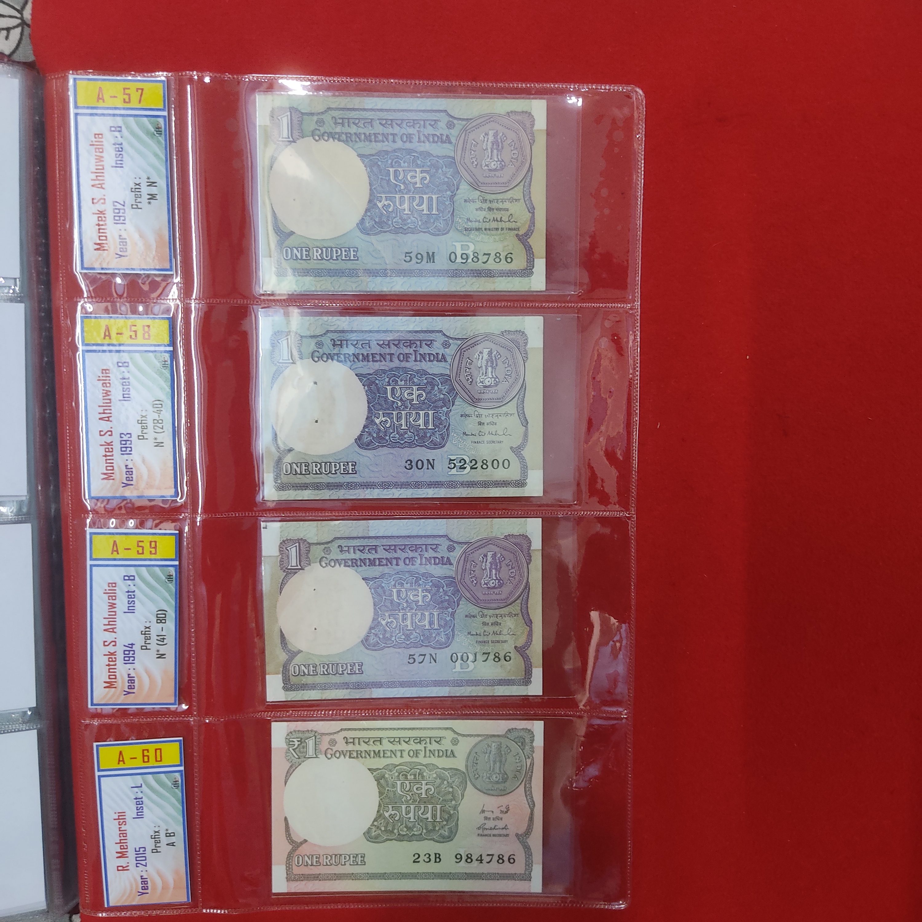 ONE RUPEE SIGNATURE SET A-1 TO A-65 MISSING A-14 RARE ITEM (TOTAL ENDING 786 NOTES 24 PC) - Image 18