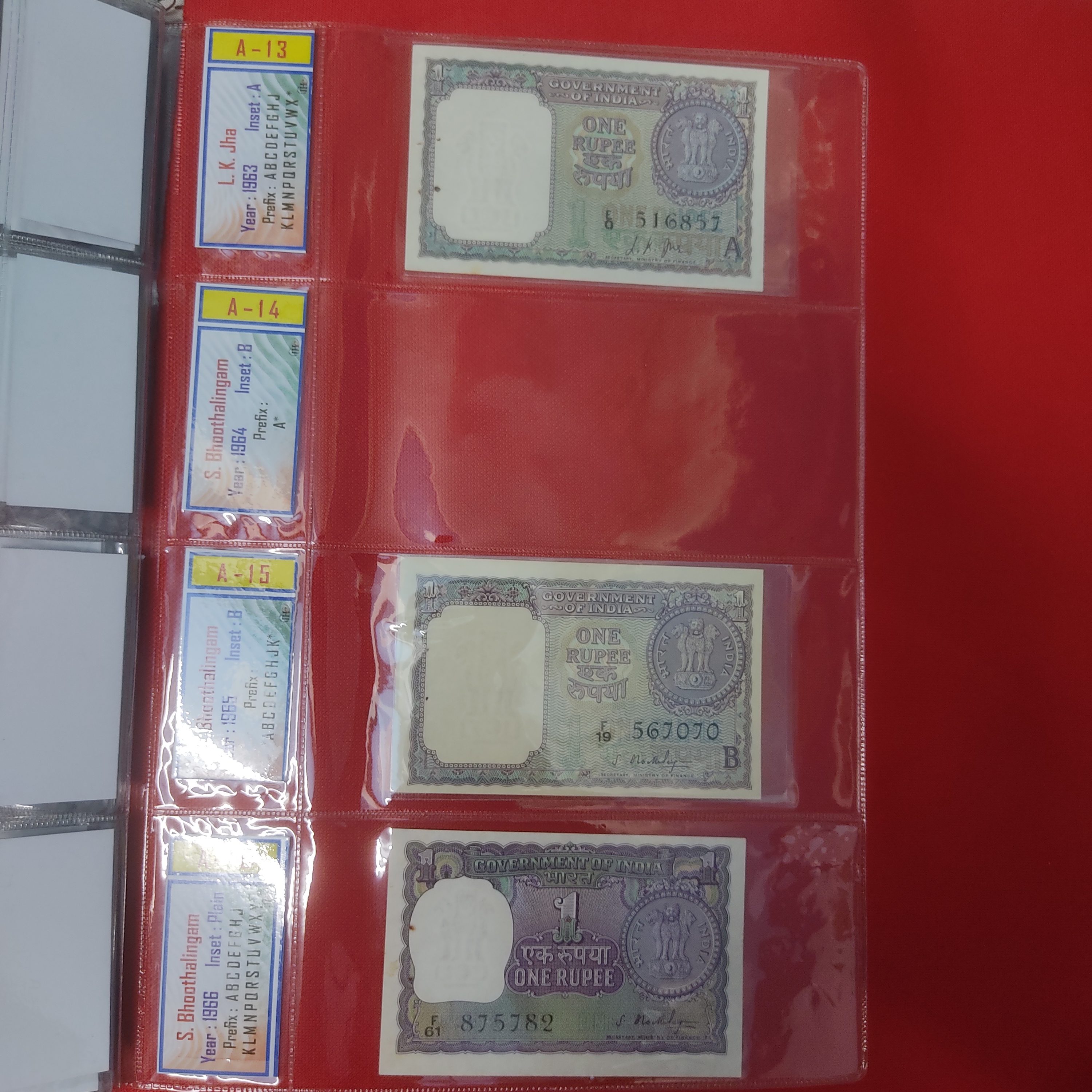 ONE RUPEE SIGNATURE SET A-1 TO A-65 MISSING A-14 RARE ITEM (TOTAL ENDING 786 NOTES 24 PC) - Image 6