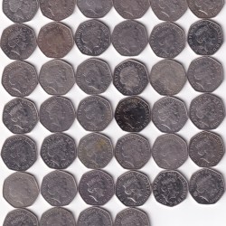 Alternative view of 40 DIFFERENT COMMEMORATIVE ENGLAND 50 PENCE (40 PCS ) COIN SET #Z-103
