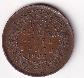 British India ¼ Anna - 1907 (Edward VII) Rare Coin#K-239