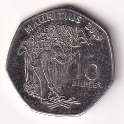 Alternative view of Mauritius 10 Rupees (non-magnetic) 2019 Rare Coin#S-9