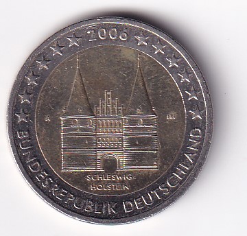 Germany, Federal 2 Euros Bundesländer 2006 - "Schleswig-Holstein" Commemorative issue Rare Coin #S-24