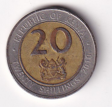 Kenya 20 Shillings Magnetic 2010 Rare Bimetallic Coin#S-12