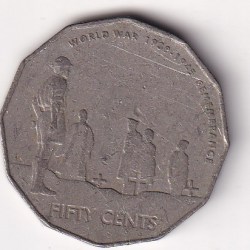 Australia 50 Cents - Elizabeth II (Remembrance - End of World War II) 2005 Rare Commemorative Coin#S-15