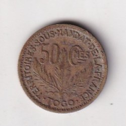 Alternative view of Togo 50 Centimes Territoires sous mandat Rare Coin #S-34