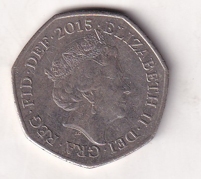 United Kingdom 50 Pence - Elizabeth II 2015 Rare Coin#S-49