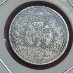 INDIA HALF RUPEE 1914 BOMBAY MINT