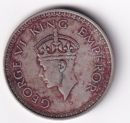 India - British 1 Rupee 1943 - George VI Rare Silver Coin #C-92
