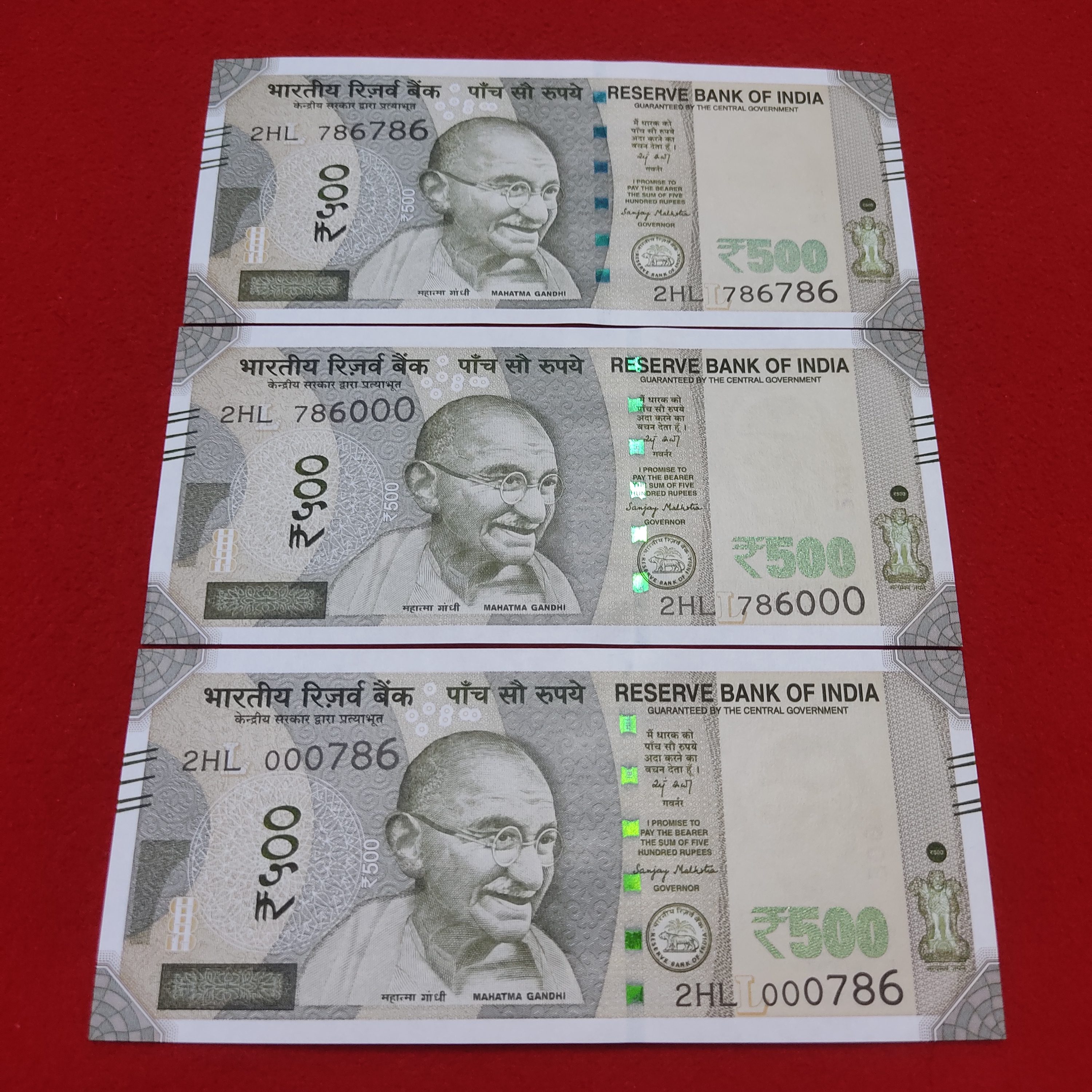 500 Rupees Fency Number Set GEM UNC Condition Same Prefix - Holy Number 786786 000786 786000