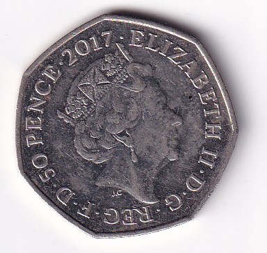 United Kingdom 50 Pence 2017 - Elizabeth II 5th portrait; Benjamin Bunny Rare Commemorative Coin #N-431