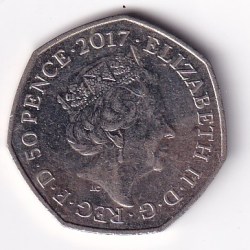 Alternative view of United Kingdom 50 Pence 2017 - Elizabeth II ; Peter Rabbit Rare Commemorative Coin #N-432