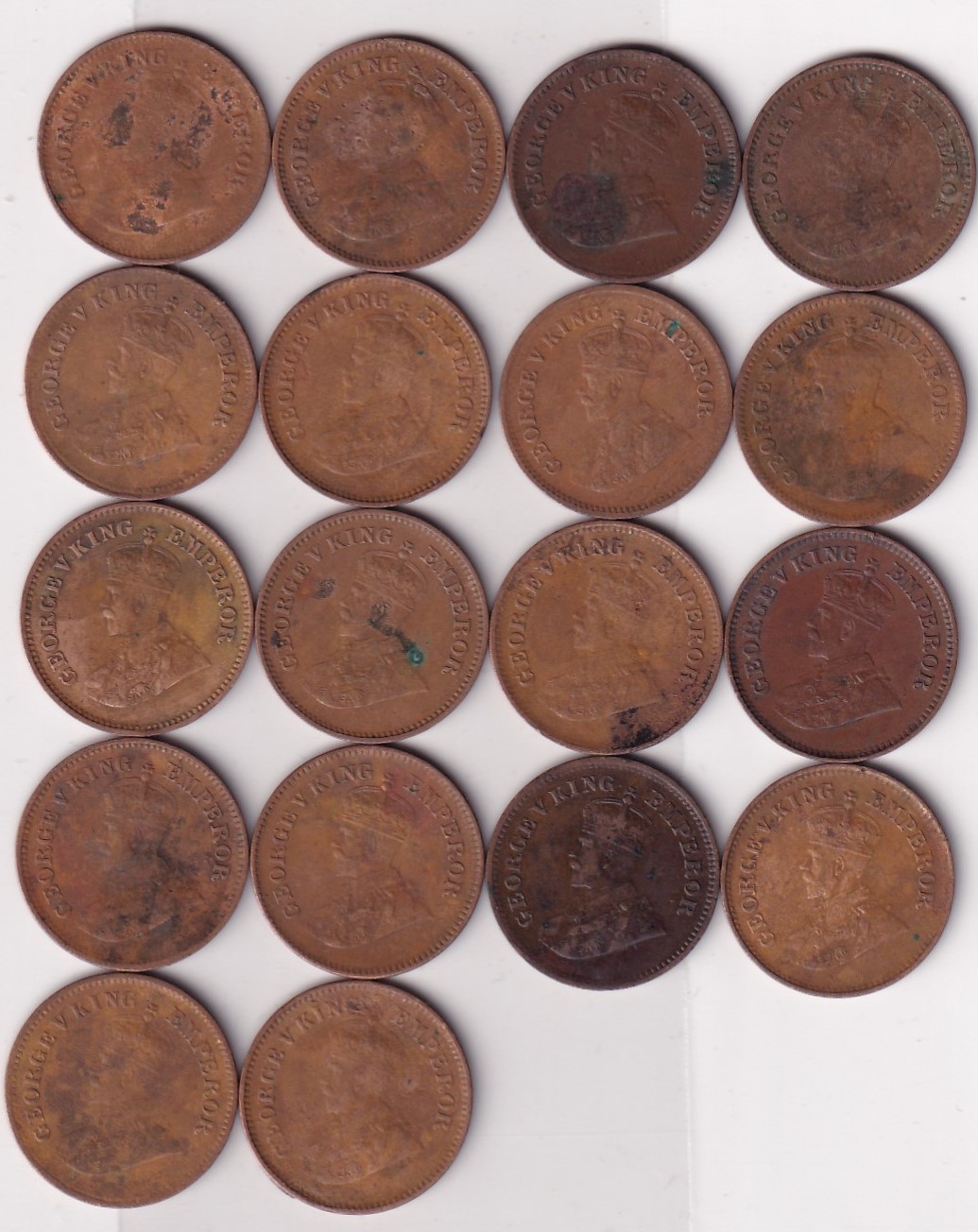 18 Different Dates Half Pice Rare British -India ( 18 Coin Set) #N-449