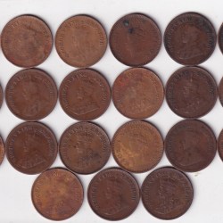 Alternative view of 21 DIFFERENT DATES HALF PICE RARE BRITISH -INDIA ( 21 COIN SET) #N-443