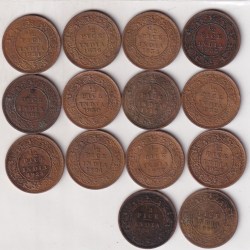 14 DIFFERENT DATES HALF PICE RARE BRITISH -INDIA ( 14 COIN SET) #N-438