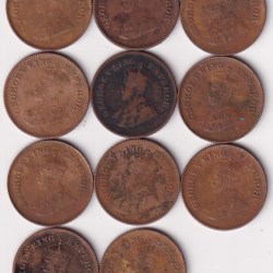Alternative view of 11 DIFFERENT DATES HALF PICE RARE BRITISH -INDIA ( 11 COIN SET) #N-446