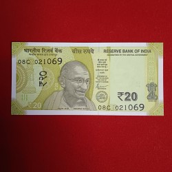 20 Rs Rare Note Date of Birth Mahatma Gandhi Ji 021069 Gem Bunc Condition sku 27