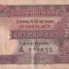 George Fifth 5 Rupees British India Governor j. W. Kelly Very Rare note ( Buyer will receive same as per image)