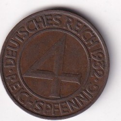 Alternative view of Germany 4 mark 1932 extermaly rare Reichspfennig Rare Coin #N-461