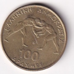Alternative view of Greece 100 Drachmes ( Wrestling Championship) 1999 Rare Commemorative Coin#N-466