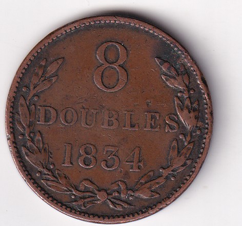 Guernsey 8 Doubles 1834 Rare Coin#N-476
