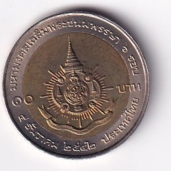 Thailand 10 Baht (1999) - Rama IX King's 72nd Birthday Commemorative issue BIMETALLIC RARE UNC COIN #C-29