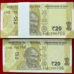 20 RUPEES (2025) GOVERNOR SANJAY MALHOTRA RARE GEM UNC SERIAL PACKET ( FULLY FANCY PACKET +786786)