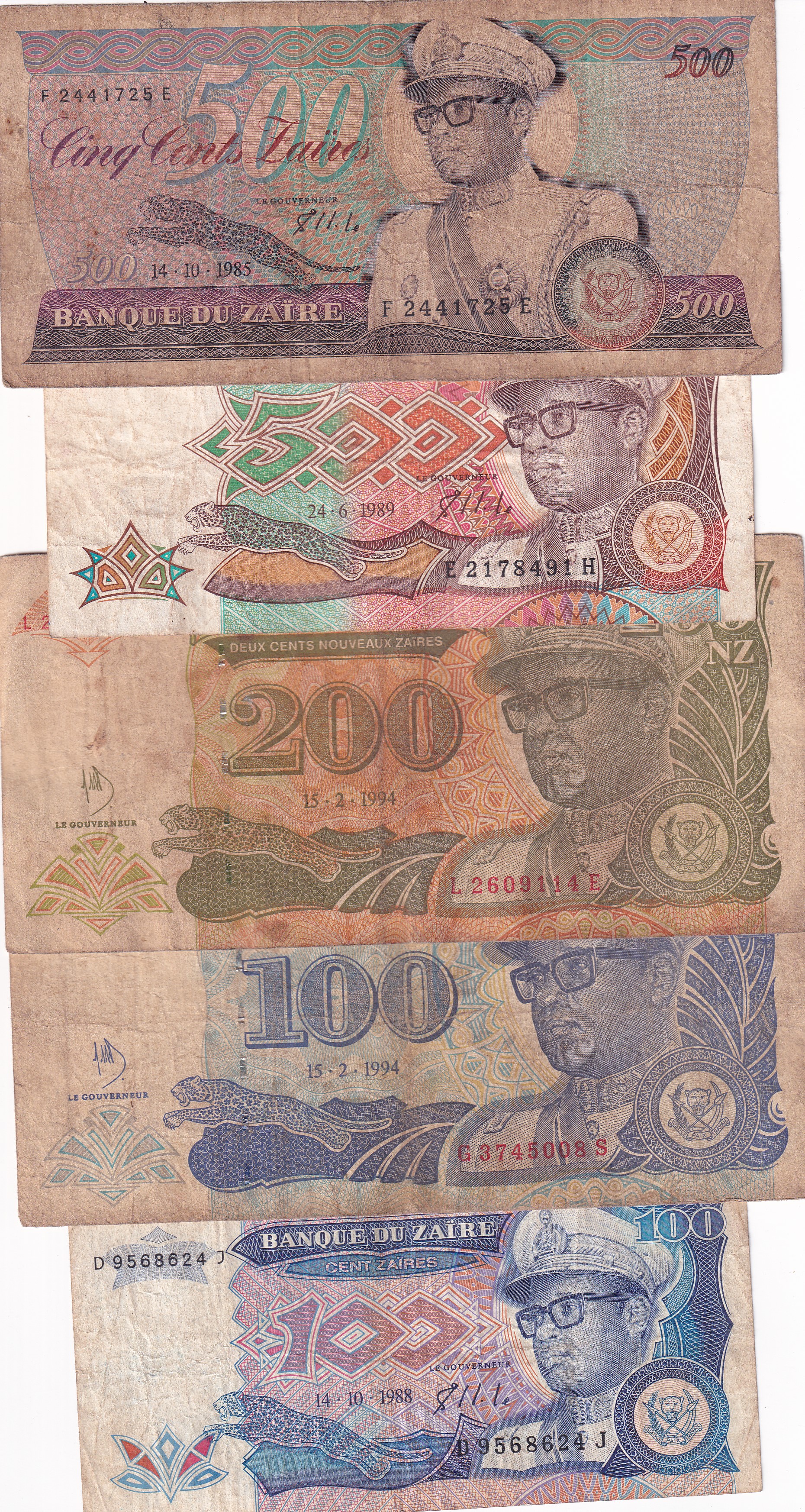 All Different Denomination Congo ( Zaire ) Rare (25 Note Set) #SET-III