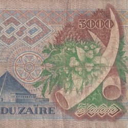 Alternative view of Congo (Zaire) 5000 Zaïres (1988) Rare Note#B2